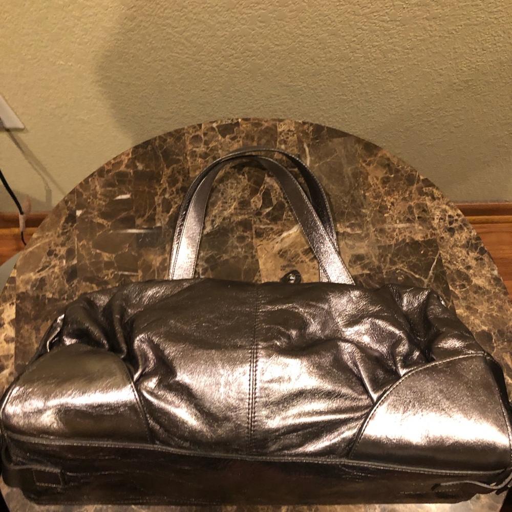 Francesco Bissau Genuine Leather Silver Bag - Picture 1 of 3